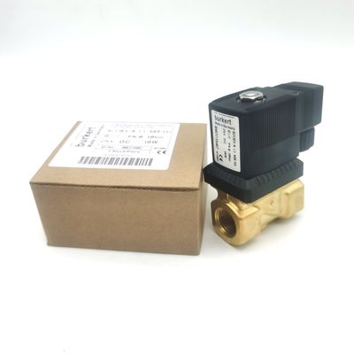 Burkert 00221654 6213 Type G1/2 2/2 Normaal gesloten 1.3 Stroomgat, EPDM Gesloten -30~+90 °C Messing klep lichaam DC24V 8W 0-10bar
