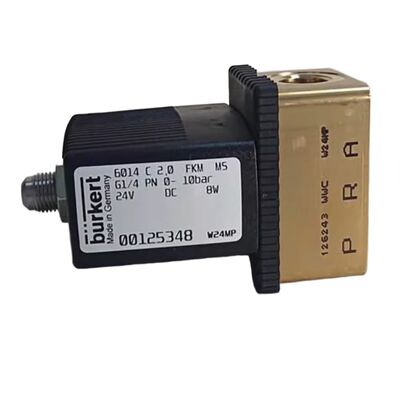Burkert 00125301 Industrial Solenoid Valve, G1/4 Inch Port, 3.0 Flow Oriffice, FKM verzegelde messing behuizing, 24V DC Power 8W, 0~6bar lage druk toepassing