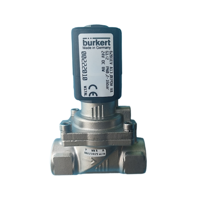 Burkert 6281-serie Handmatige overschrijding Uitgerust met 2/2 Way NC Servo Diafragma Solenoïde Valve G1/4 G3/8 Port Hittebestendige FKM Seal Roestvrijstalen behuizing 10mm Opening 00323894 00323968 00323971 00323972