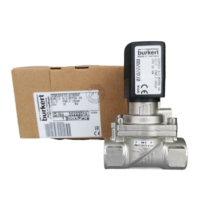 Hittebestendige FKM afgedichte magneetklep Burkert 6281 Serie G1/2 Poort 13mm Doorlaat Anti-corrosie Roestvrijstalen Behuizing 2 Posities 2 Weg NC 00228387 00228388 00228389