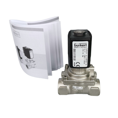 Hittebestendige FKM afgedichte magneetklep Burkert 6281 Serie G1/2 Poort 13mm Doorlaat Anti-corrosie Roestvrijstalen Behuizing 2 Posities 2 Weg NC 00228387 00228388 00228389
