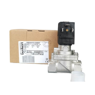 Hittebestendige FKM afgedichte magneetklep Burkert 6281 Serie G1/2 Poort 13mm Doorlaat Anti-corrosie Roestvrijstalen Behuizing 2 Posities 2 Weg NC 00228387 00228388 00228389