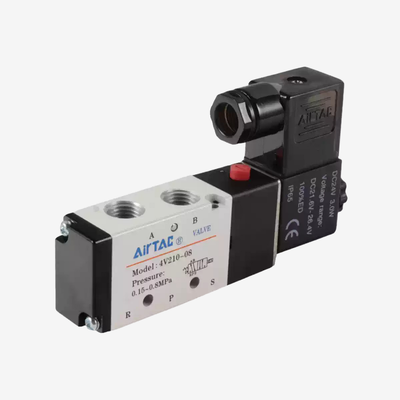 Airtac 4V210-08 Single Valve Body 5/2 Way Pneumatic Directional Valve 1/4 Inch Thread Port Aluminum Alloy Sliding Spool For Separate Coil Assembly Replacement
