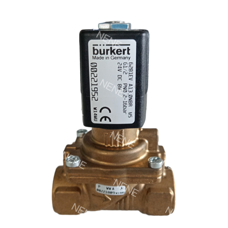 Burkert magneetventiel 00322502 6281 G3/8 2/2 Normaal Gesloten 10.0 Doorlaat NBR Afdichting Messing Ventielhuis DC24V 8W 0.2-16bar -10~+80 ℃