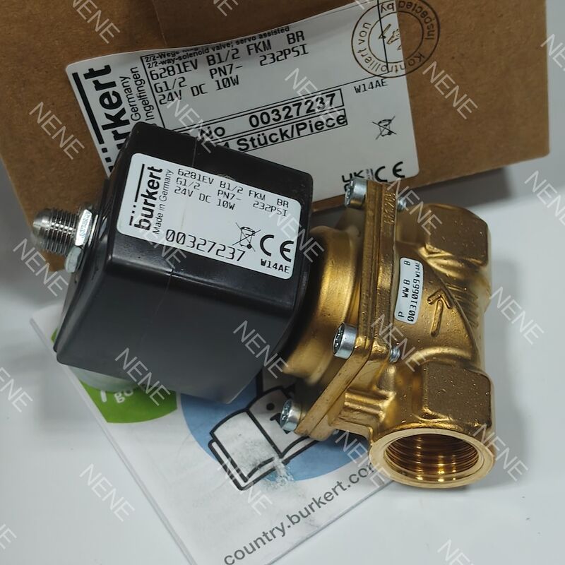 Pneumatic Solenoid Valve 00253159 6281 Type G2 1/2 2/2 Normally Closed 50.0 Flow Hole NBR Sealed Brass Valve Body DC24V 8W 0.2-16bar -10~+80 ℃ Burkert
