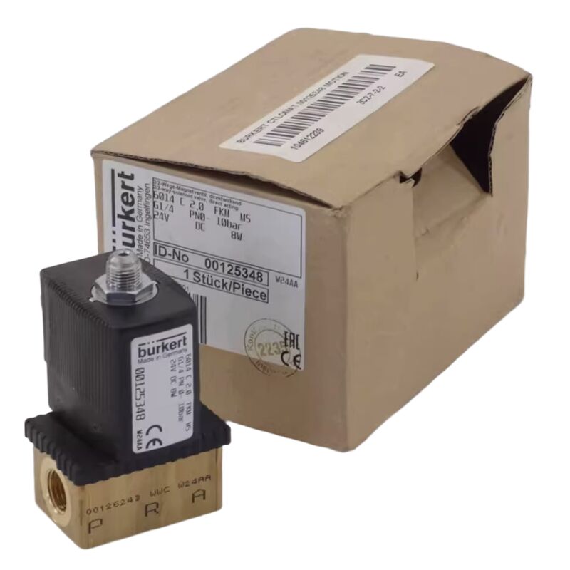 Burkert 6013 Type 2/2 NC Solenoïde Valve 00134241, G1/8 draad, 2.5 stroomgat, FKM diafragma, Messing behuizing, 24V wisselstroom, werkdruk 0~16bar