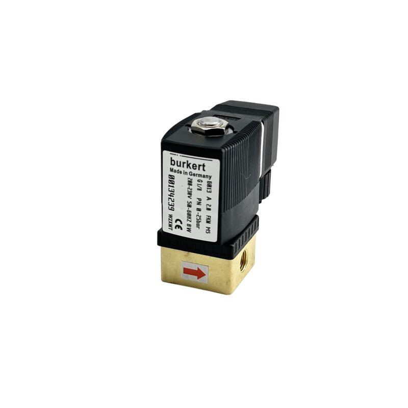220VAC 8W 0-16bar Solenoïde klep Burkert 00134248, 6013 Direct werkend 2/2 Normaal gesloten, G1/8 draad, 2,5 mm opening, Messing FKM zegel
