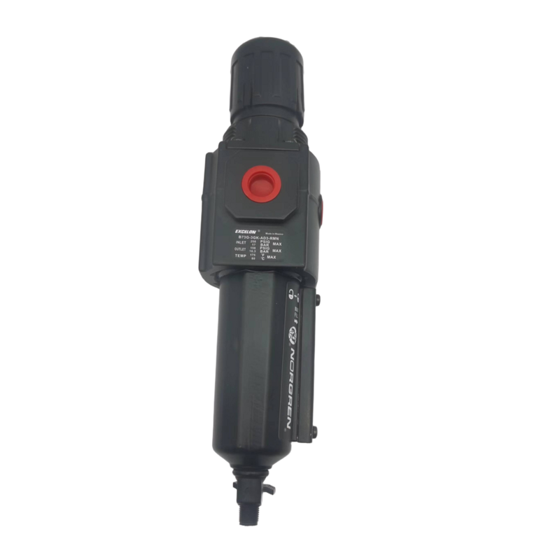 NORGREN B73G‐3GK‐AT3‐RMN B73G‐3GK‐AT1‐RMN Excelon Filter‐Regulator G3/8 Auto-Drain Polycarbonate Bowl 5μm 40μm Push-Lock Knob zonder gauge Voor modulair pneumatisch luchtvoorbereidingssysteem
