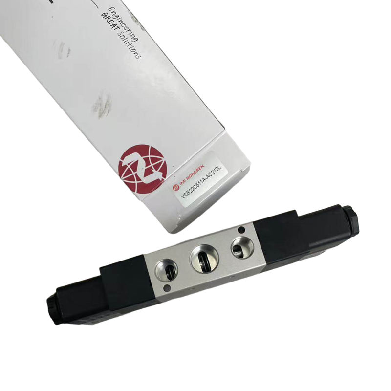 G3/8 Dubbele Solenoïde Vergrendelingsklep NORGREN VCB22C511A-AC213L 24VDC 5/2 Pneumatische Richtingsklep voor Transportbandsysteem 1800 L/min Debiet