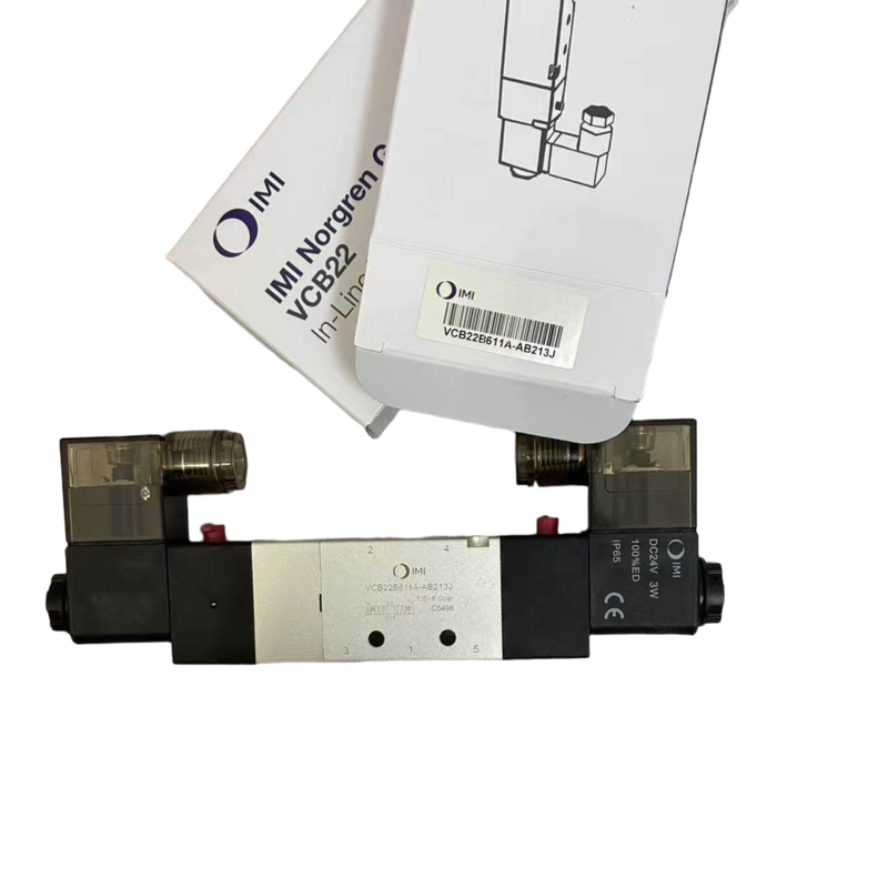 5/3 gesloten middenspoel magneetventiel NORGREN VCB22B611A-AB213J G1/4 24VDC Dubbel magneetventiel positioneringsventiel voor zwevende klemming 5 poorten 3 posities