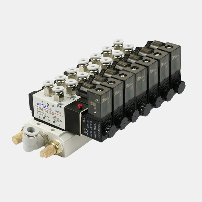 Airtac 4V210-08 Directional Control Solenoïde Klep Assemblage 7 tot 10 Station Gecombineerde Kleppakket Korte Stromingsweg Lage Luchtlekkage voor Multi Channel Luchtregelsysteem